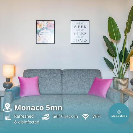 Frontiere De Monaco - Balconnet Vue Mer - Ba Lägenhet Beausoleil Exteriör bild