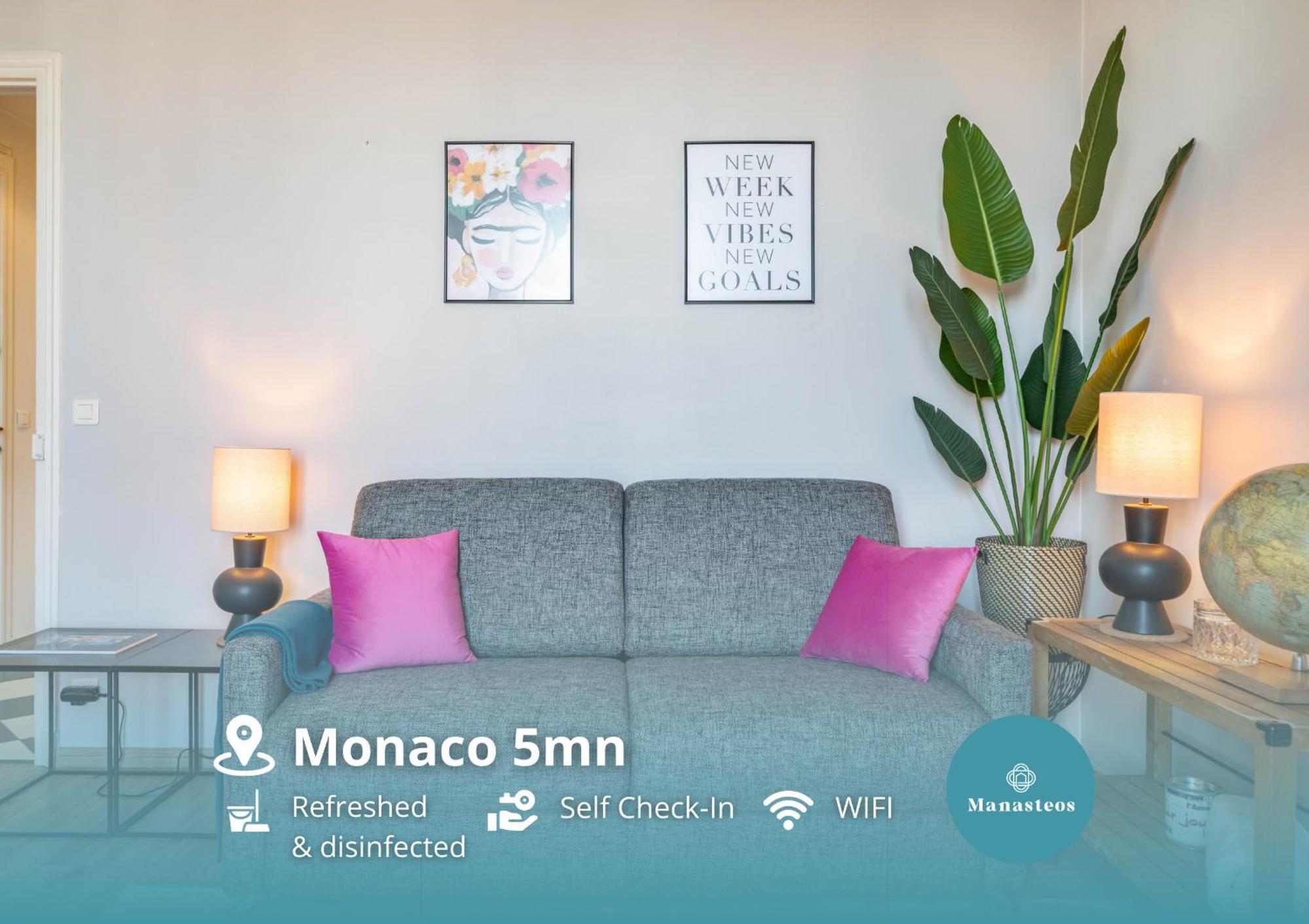 Frontiere De Monaco - Balconnet Vue Mer - Ba Lägenhet Beausoleil Exteriör bild